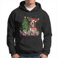 Basset Hound Dog Lover Matching Santa Christmas Tree Men Hoodie Graphic Print Hooded Sweatshirt