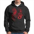 Blood Hands Splatters Red Bloody Handprints Zombie Outbreak Men Hoodie Graphic Print Hooded Sweatshirt