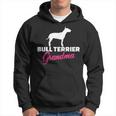 Bullterrier Oma Schwarzes Hoodie, Hunde Silhouette & Text in Pink