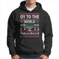 Funny Hanukkah Christmas Ugly Sweater Oy To The World Gifts Men Hoodie Graphic Print Hooded Sweatshirt