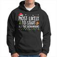 Most Likely To Start All The Shenanigans Most Likely To Xmas Men Hoodie Graphic Print Hooded Sweatshirt