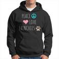 Peace Love Frenchies Cute Dog Puppy Pet Lover Men Hoodie Graphic Print Hooded Sweatshirt