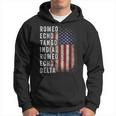 Retired Military Phonetic Alphabet Retirement Announcement Men Hoodie Graphic Print Hooded Sweatshirt