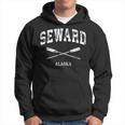 Seward Alaska Vintage Nautical Crossed Oars Men Hoodie Graphic Print Hooded Sweatshirt
