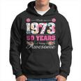 Womens Made In 1973 Floral 50Th Birthday Gifts 50 Year Old Hoodie