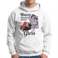 Busy Thinking About Girls Retro Vinatge Lesbian Pride Femme Hoodie