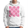 Checkered Smile Happy Face Checkerboard Indie Aesthetic Pink Hoodie