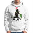 Funny Black Cat Pushing Christmas Tree Over Cat Christmas Men Hoodie Graphic Print Hooded Sweatshirt