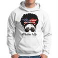 Marine Life Marine Military Wife Messy Bun Black Womens Hoodie