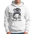Route Hair Dont Care Messy Bun Mom Funny Mothers Day Womens Hoodie