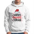 Santas Favorite Teacher Christmas Women Men Santa Hat Hoodie