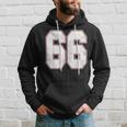 66 Outline Number 66 Fan Varsity Sports Team Blue Jersey Hoodie Gifts for Him