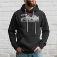 Herren Schwarz Hoodie mit Evo 7 Auto-Print, Motorsport Design Geschenke für Ihn