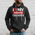Kids Fathers Day I Love My Awesome Grandpa Red Heart Hoodie Gifts for Him