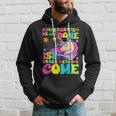 Kindergarten We Are Done 1St Grade Here We Come Cute Unicorn Hoodie Gifts for Him