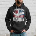 Mens Promoted To Daddy Est 2023 Patriotic Dad To Be Fathers Day Hoodie Gifts for Him