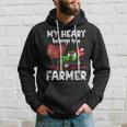 My Heart Belongs To A Farmer Valentine For Farmer Wife Men Hoodie Graphic Print Hooded Sweatshirt Gifts for Him