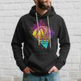 On Back - Retro 80S 90S Vaporwave Tropical Sunset Palm Trees Hoodie Gifts for Him