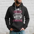 Schwarzes Damen-Hoodie mit Jagd-Motiv, Französischer Spruch Geschenke für Ihn