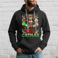 Sphynx Cat Christmas Santa Hat Scarf Holiday Cute Men Hoodie Graphic Print Hooded Sweatshirt Gifts for Him