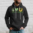 St Patricks Day Horseshoe Peace Love St Patricks Day Hoodie Gifts for Him