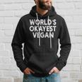 Worlds Okayest Vegan | Vegan Men Hoodie Graphic Print Hooded Sweatshirt Gifts for Him