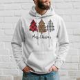 Cute Merry Christmas Tree Plaid And Leopard Top  Men Hoodie Graphic Print Hooded Sweatshirt