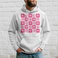 Checkered Smile Happy Face Checkerboard Indie Aesthetic Pink Hoodie Gifts for Him