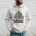 Christmas Library Squad Christmas Tree Book Lover Librarian Men Hoodie Graphic Print Hooded Sweatshirt Gifts for Him