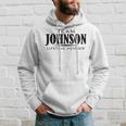 Cornhole Team Johnson Family Last Name Top Lifetime Member Men Hoodie Graphic Print Hooded Sweatshirt Gifts for Him