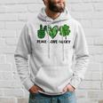 Peace Love Luck Lucky Clover Shamrock St Patricks Day Hoodie Gifts for Him