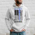 Stop Child Abuse Awareness Blue Ribbon American Flag Hoodie Gifts for Him