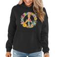 Peace Sign World Love Flowers Hippie Groovy Vibes Colorful Women Hoodie