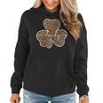 Womens St Pattys Day Cute Gift For Her Teen Girls Leopard Shamrock Women Hoodie