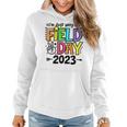 Just Here For Field Day 2023 Peace Sign Teacher Students Women Hoodie