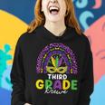Third Grade Krewe Rainbow Leopard Mardi Gras Teacher  Women Hoodie