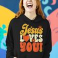 Christian Retro Jesus Loves You Religious Faith God 70S Women Hoodie Gifts for Her