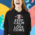 Cow Lover Gift Keep Calm Love Cows Funny Farmer Women Girls Women Hoodie Gifts for Her