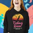 Fishing Queen Damen Hoodie mit Angler-Sonnenuntergang und Spruch Geschenke für Sie