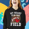 Funny My Heart Is On That Field Football Mom Leopard Women Hoodie Gifts for Her