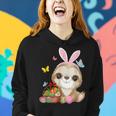 Funny Sloth Bunny Ear With Eggs Basket Easter Costume Rabbit Women Hoodie Gifts for Her