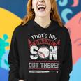 Funny Softball Dad Mom Gift Thats My Grandson Out There Women Hoodie Gifts for Her