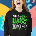 Green Leopard Shamrock One Lucky Teacher St Patricks Day Women Hoodie Gifts for Her