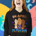 Hands In April We Wear Blue Autism Awareness Month Mom Women Hoodie Gifts for Her
