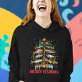 Merry Fishmas Funny Fishing Christmas Tree Lights Women Hoodie Gifts for Her