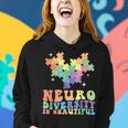 Neurodiversity Is Beautiful Puzzle Pieces Rainbow Autism Women Hoodie Gifts for Her