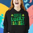 One Lucky Teacher Retro Vintage St Patricks Day Women Hoodie Gifts for Her
