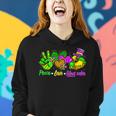 Peace Love King Cake Funny Mardi Gras Party Carnival Gifts V4 Women Hoodie Gifts for Her