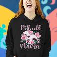 Pitbull Mama Pink Flowers Cute Pit Bull Pretty Mom Gift Women Hoodie Graphic Print Hooded Sweatshirt Gifts for Her