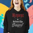 Repent & Believe – Motorcycle Christian Faith Gospel Biker Women Hoodie Gifts for Her